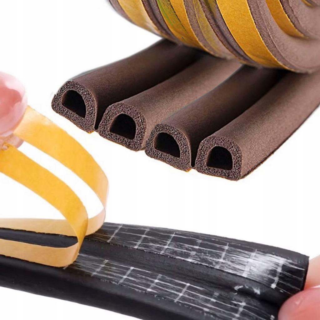 Self-adhesive rubber seal type D brown 100m EPDM