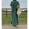 Fashion New Loose Women Shirt Dress Casual Short Sleeve Single Breasted Summer Dresses Female Lapel Solid Office Lady Elegant Long Dress 1308