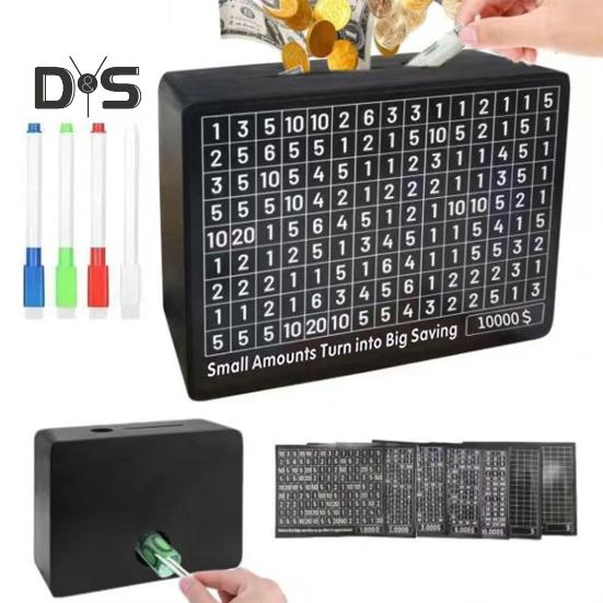 Деревянная шкатулка для сбережений 10000/1000 сбережений, копилка для монет, денежный сейф, банк с целевыми числами для всех возрастов