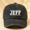 Стильная washed бейсболка с принтом JEFF, регулируемого размера, подходит для отпуска на природе, кемпинга и отдыха.