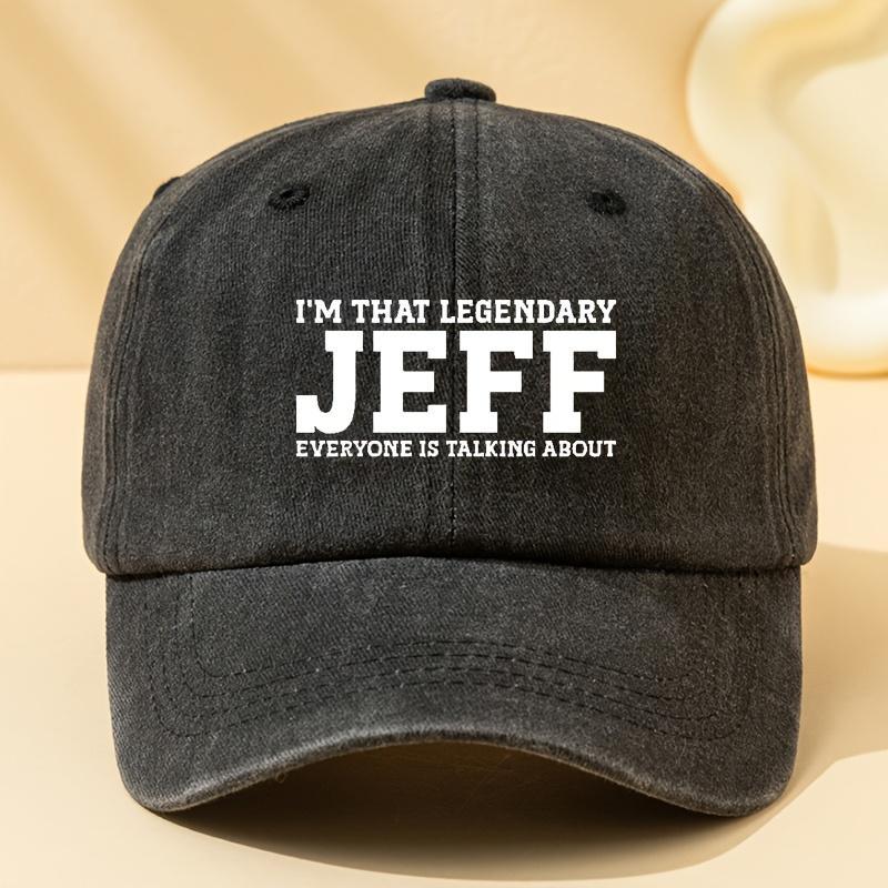 Стильная washed бейсболка с принтом JEFF, регулируемого размера, подходит для отпуска на природе, кемпинга и отдыха.