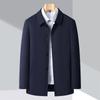 Spring and Autumn Mulberry Silk Men's Jacket Middle-aged Lapel Business Casual Thin Non-Iron Dad Top Jacket
