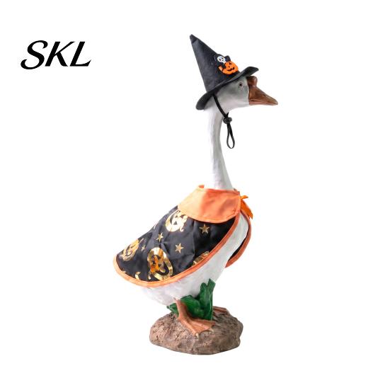 Goose Outfit with Pumpkins 1 Set Halloween Outfit, Lawn Festive Clothes Pumpkin Spider Pointed Costume Elements Hat, Porch for 23 Inch Statue Outdoor