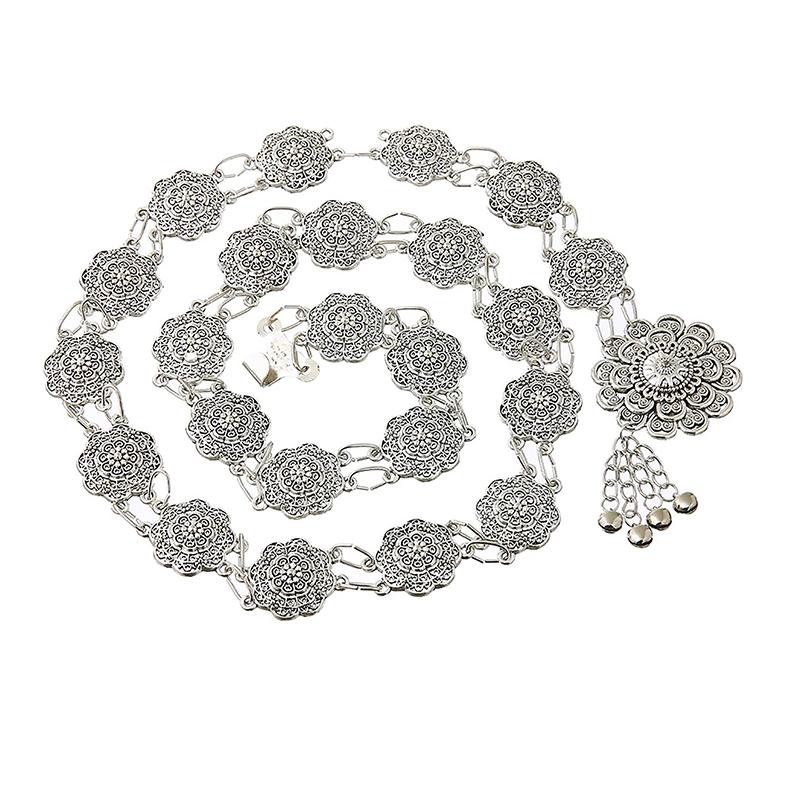 Ретро этнический стиль колокольчик цветок простая одинарная круглая цепочка на талию женские цепочки для тела цепи для танца живота декоративный металлический пояс