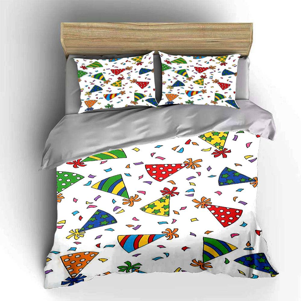 Colorful Party Hat Bedding Set Bedding Duvet Cover Set Duvet Cover Pillowcases (1 * Duvet Cover 2 * Pillowcases, without duvet insert)