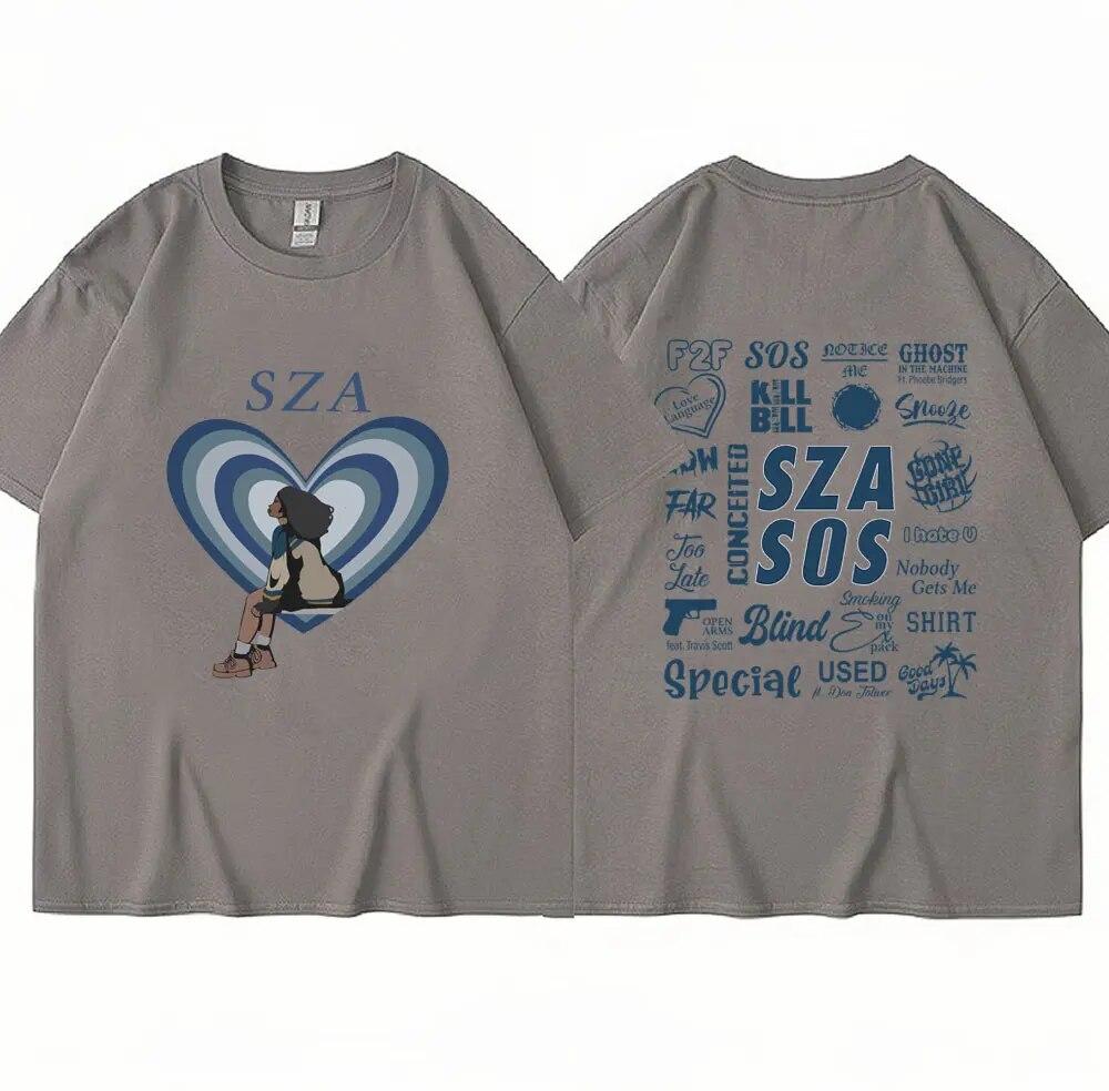 SZA новый музыкальный альбом SOS футболка унисекс женские модные футболки больших размеров в стиле хип-хоп Harajuku Повседневная хлопковая летняя футболка уличная одежда Y2K