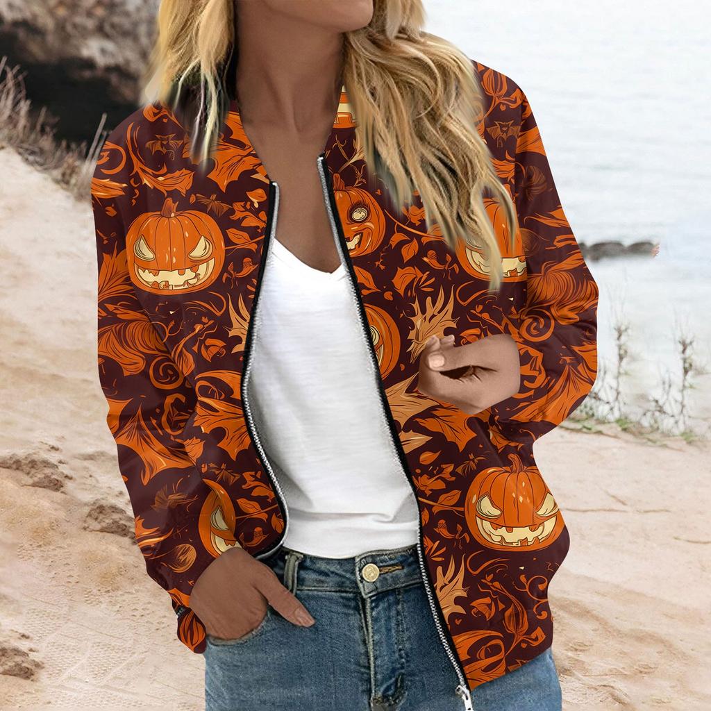 Женская верхняя одежда с длинным рукавом и принтом, повседневные топы на молнии, кардиган, рубашка, тонкая куртка для женщин