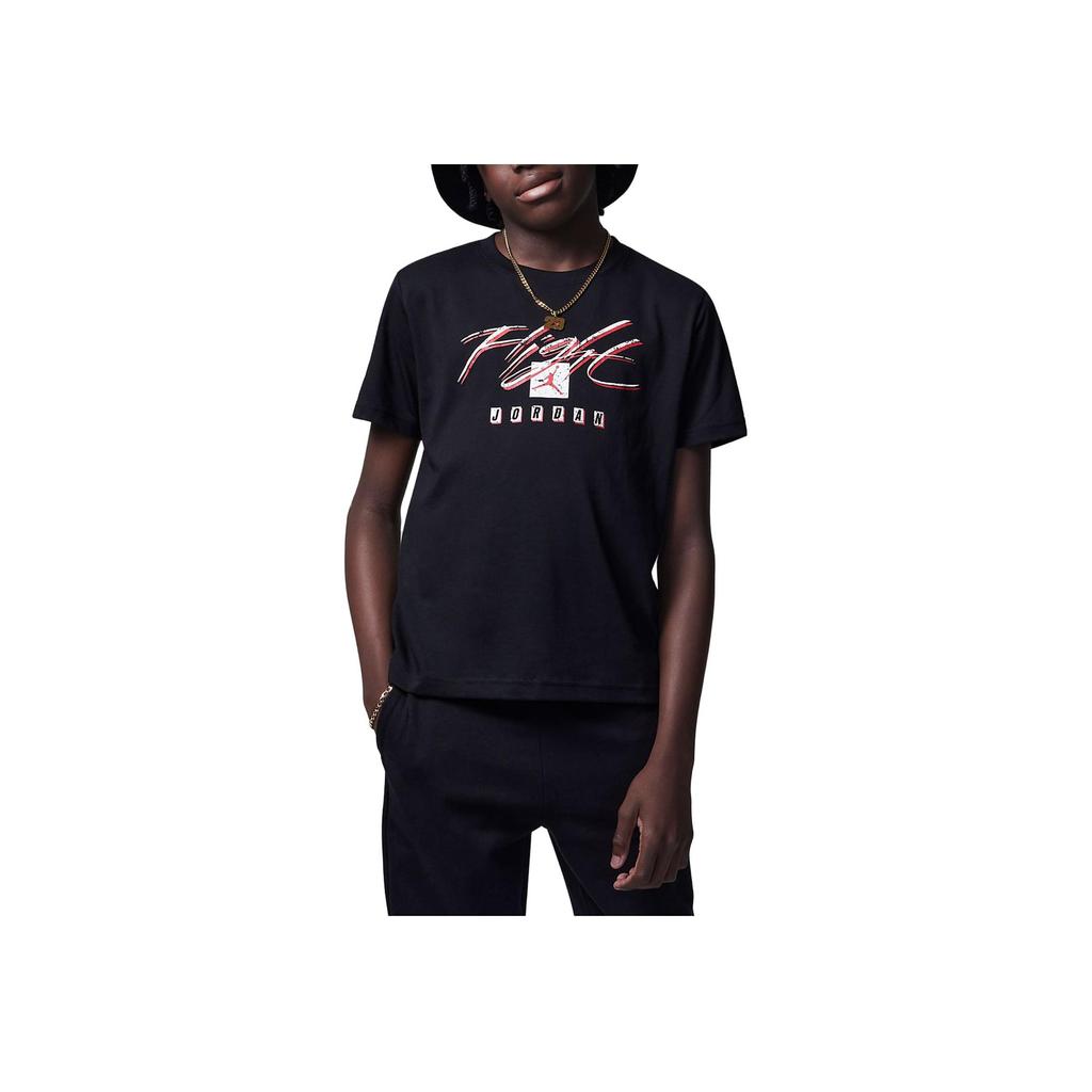 Jordan Flight Essential Graphic Print Casual Short-Sleeve T-Shirt Kids Tops Black FV2655-010