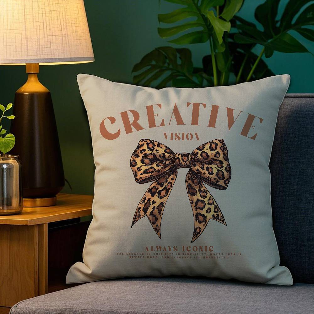 Korean Trendy Bow Pillow Case Plush Fabric Soft Double Sided Print Sofa Cushion Cover Throw Pillow Covers