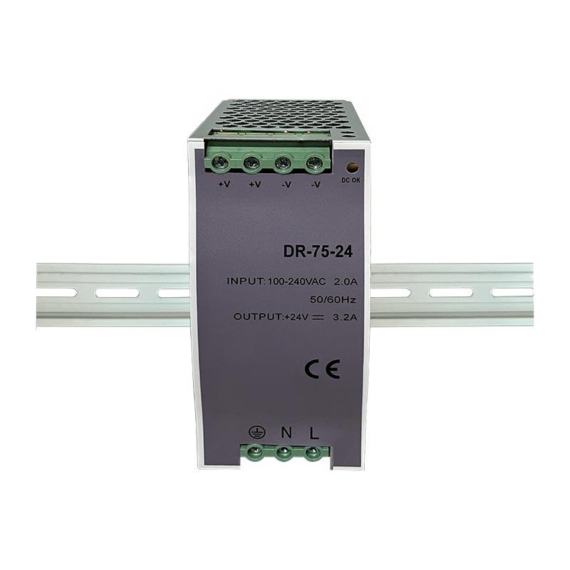 DR 75W 12V 24V 48V DC Регулируемый Тип для монтажа на DIN-рейку Малый объем Импульсный источник питания Трансформатор Выходное напряжение 1.6A 3.2A 6.5A