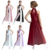 Kids Girl Lyrical Modern Dance Dress Asymmetric Split Ballet Gymnastics Leotard Figure Ice Skating Dancewear Performance Dresses
