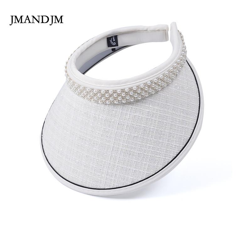 Летняя солнцезащитная шляпа с пустым верхом, корейская версия, универсальная шляпа с жемчугом, женская виниловая шляпа с большим карнизом и повязкой на голову, солнцезащитная шляпа