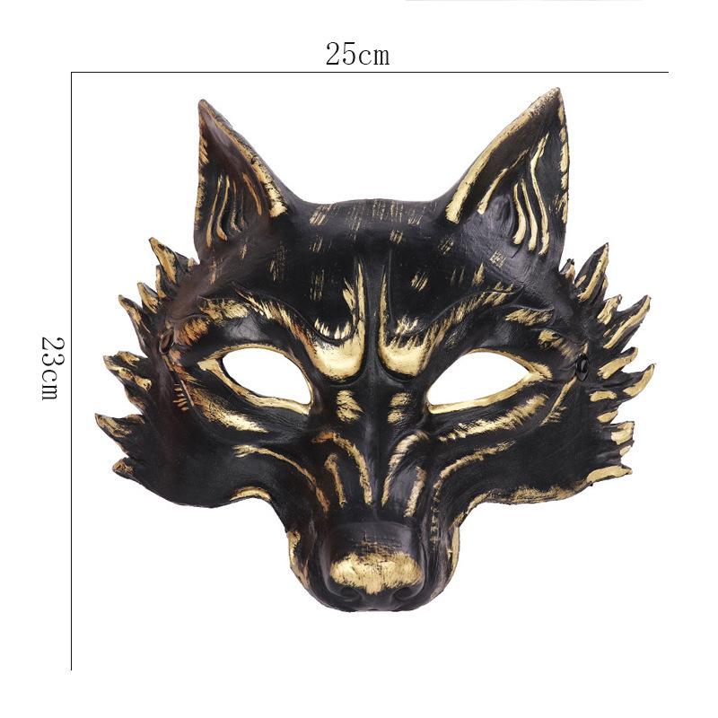 Masquerade Ball Party PU Foam Animal Black Gold Fox Mask
