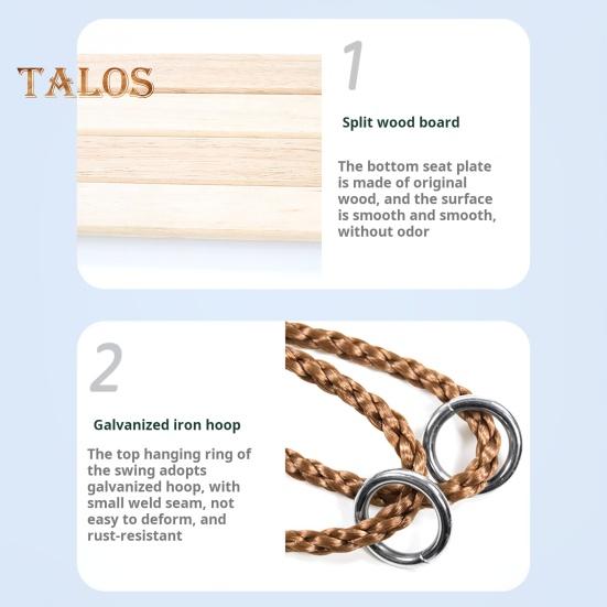 Деревянные качели для взрослых и детей, уличные пасторальные качели с регулируемым тросом, максимальная нагрузка 100 кг, качели для сада и двора