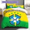 Custom Name Brazil Football Confederation Pattern Bedding Quilt Set  Home Decoration  Gift (1 * duvet cover + 2 * pillowcase  without core)