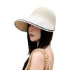 Summer hollow breathable hat women's big eaves can hang masks equestrian hat outdoor travel show face small sunshade sunscreen hat