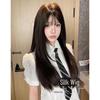 Sihuan Long Black Tea Lolita Wig - Women's Natural Straight Hair for Round Faces