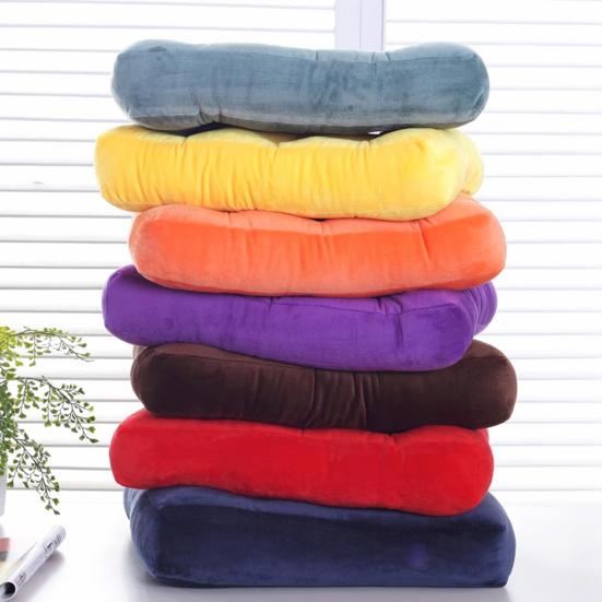 Square Seat Cushion 16x16 Inches Solid Color Stuffed Chair Pad Velvet Thick Seat Cushion for Dining Chair Floor Home Office
