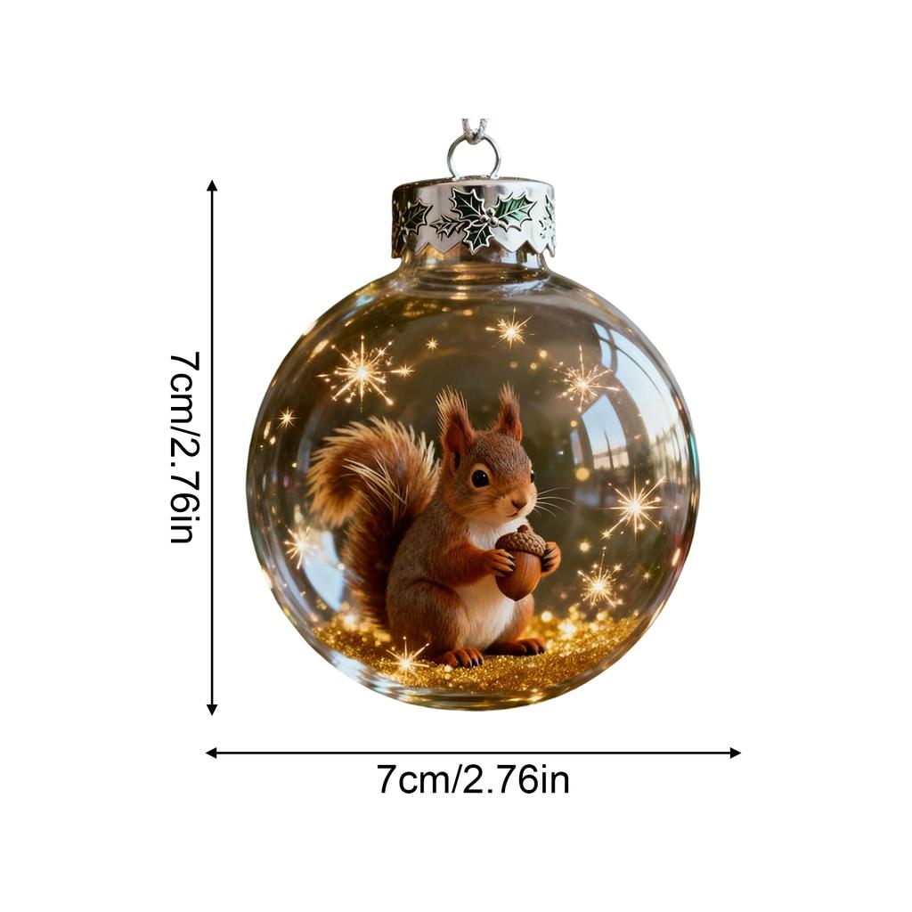 Christmas Decoration Small Model Playful Animal Decoration Ball Transparent Hanging Christmas Ball Xmas Tree Pendant