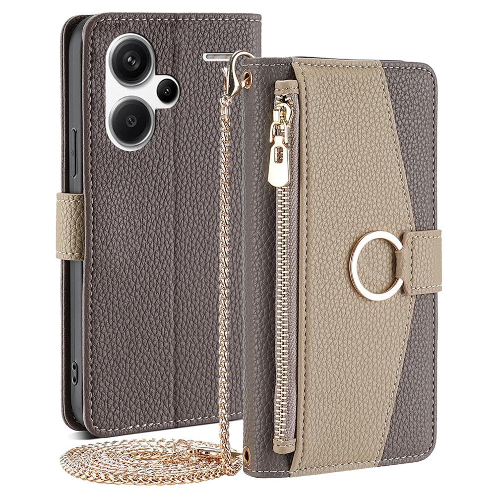 Чехол-кроссбоди на молнии для Xiaomi Redmi Note 13 Pro+ 5G с карманом на молнии и зеркальцем для макияжа