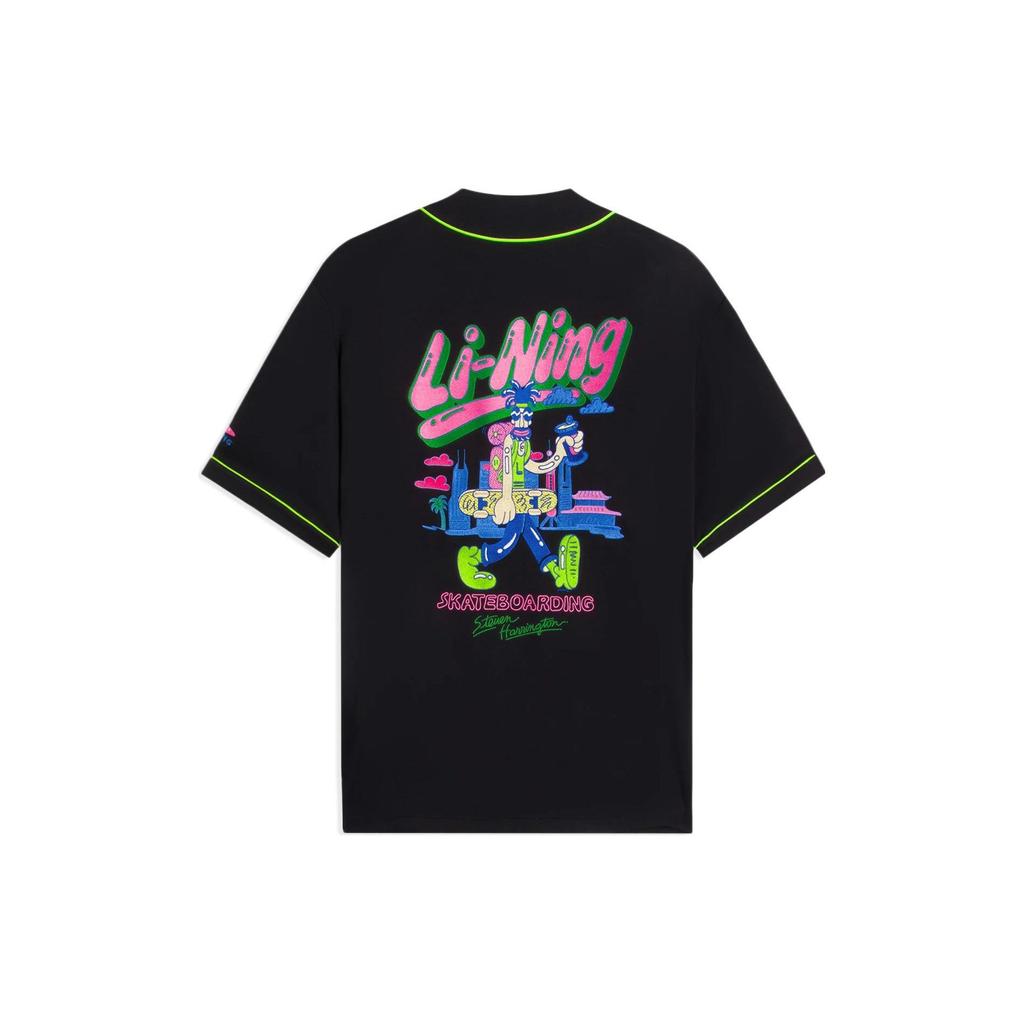 Li-Ning Однобортная куртка с короткими рукавами и вышивкой Стивена Харрингтона, мужские куртки черного цвета AFDSC23-1