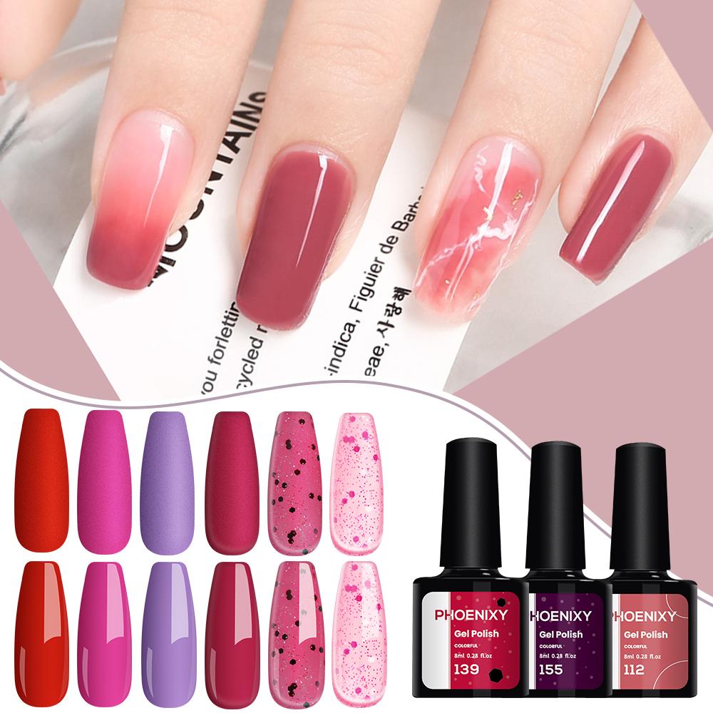Набор полуперманентного гель-лака для ногтей PHOENIXY из 4шт