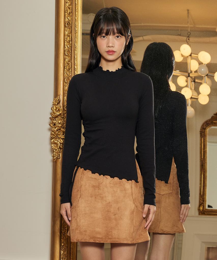 ITOV SEOUL Shirred Turtleneck Angora T-Shirt