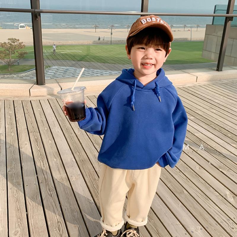 Детские толстовки с капюшоном, повседневный однотонный однотонный топ с длинными рукавами, простой и милый топ