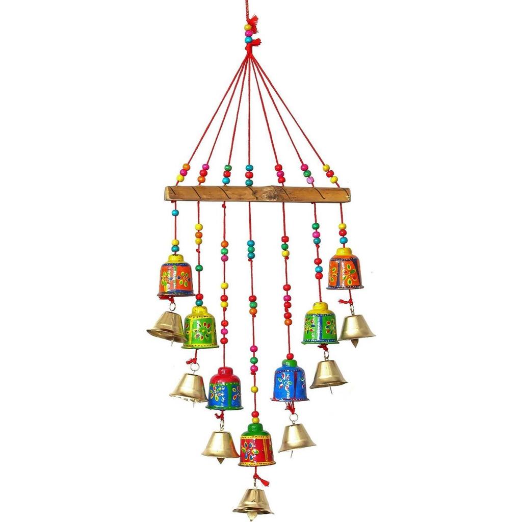 Handcrafted Wall/Door/Window Hanging Decorative Showpiece - 54 Cm (Brass, Paper Mache, Multicolor)