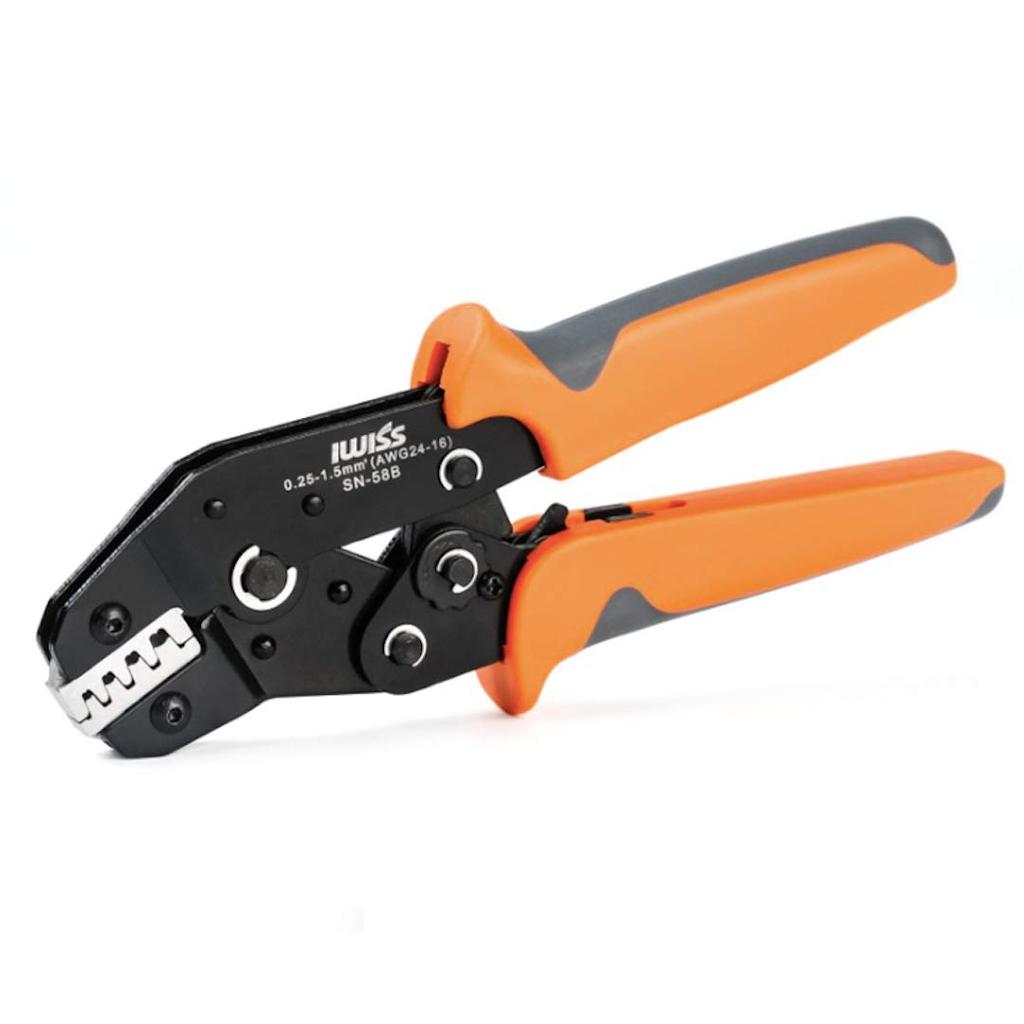 IWISS Precision Simultaneous Crimping Pliers Ratchet Type Open Barrel Terminal Compatible with Small and Medium Terminals 0.25~1.5mm2 SN-58B
