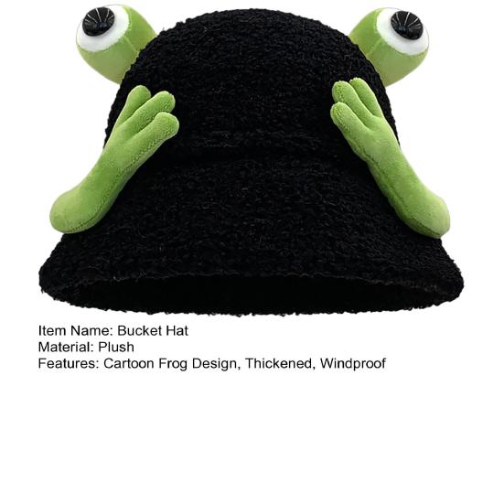 Зимняя панама мультяшного дизайна с 3D лягушкой, утолщенная плюшевая шляпа рыбака, женский аксессуар для активного отдыха