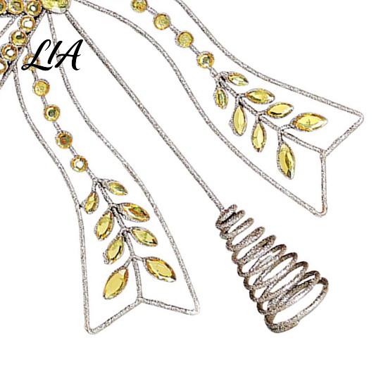 Gold Holiday Tree Ornament Iron Bow Christmas Topper, Rhinestone Hollow-Cut Metal Sturdy Topper with Spiral Base, Elegant Decoration Unique Accents