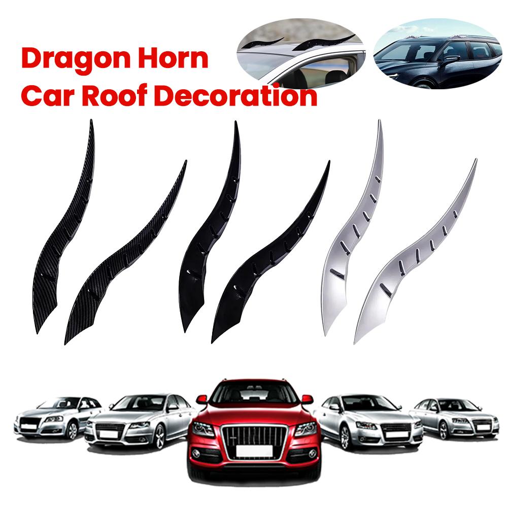1 Pair Universal Car Exterior Decor Auto Roof Dragon Horn Shaped Car Exterior Decoration No-Drill Install Cool Cars Accessories