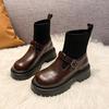 Ботильоны на толстой подошве, облегающие, эластичные, трендовые, взрывные, уличные, женские носки, эластичные носки, обувь, британский стиль, весна и осень