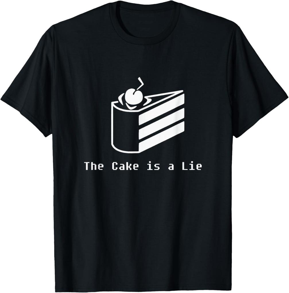 Magliebelle The Cake is a Lie unisex T-Shirt - Black, Unisex-Adults, Short Sleeve, unisex T-Shirt, Modern, Casual, Size: Small