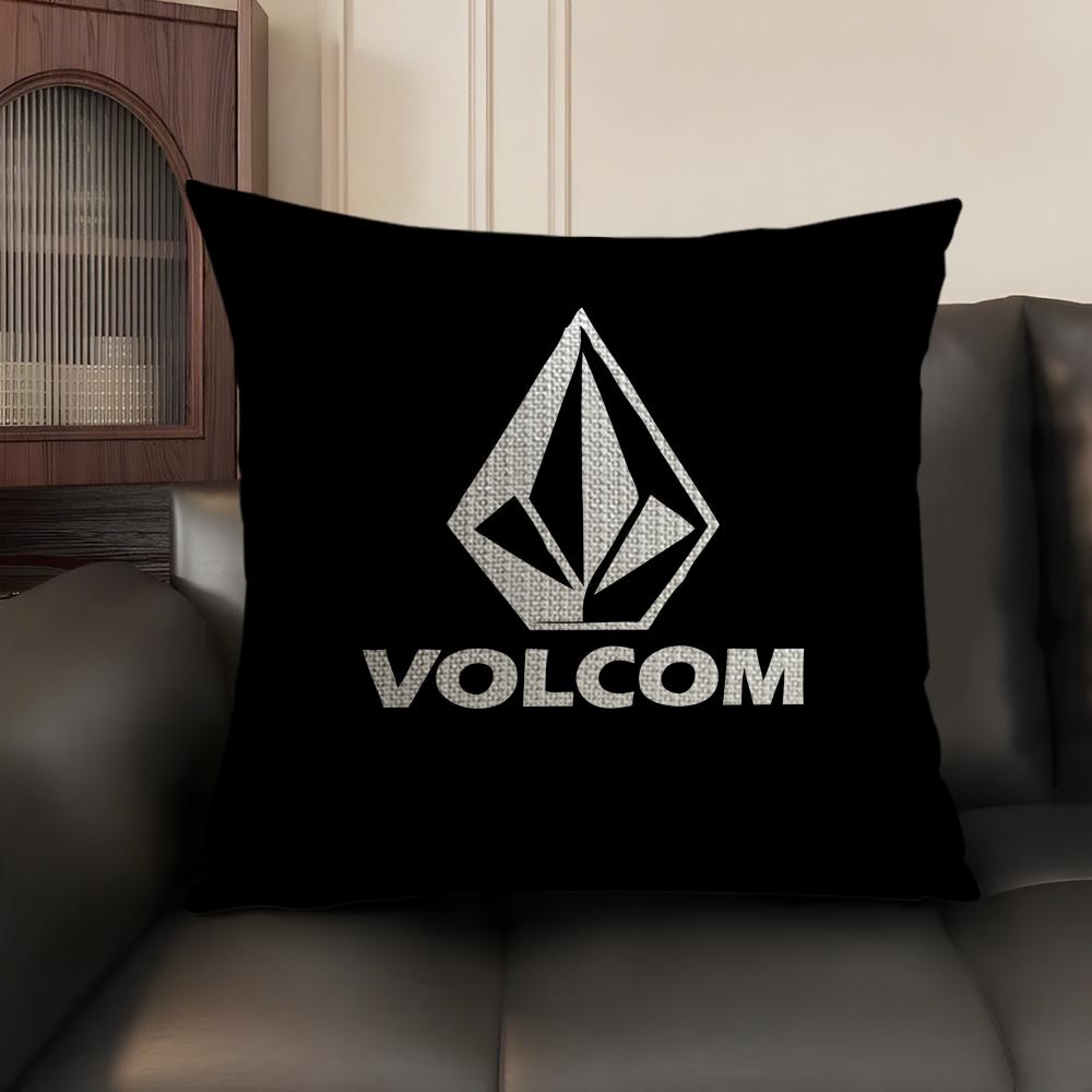 Fashion VVolcomS LOGO Cushion Cover Natural Linen Organic Fabric DoubleSided Printing Sofa Home Decor Gift Pillow Case