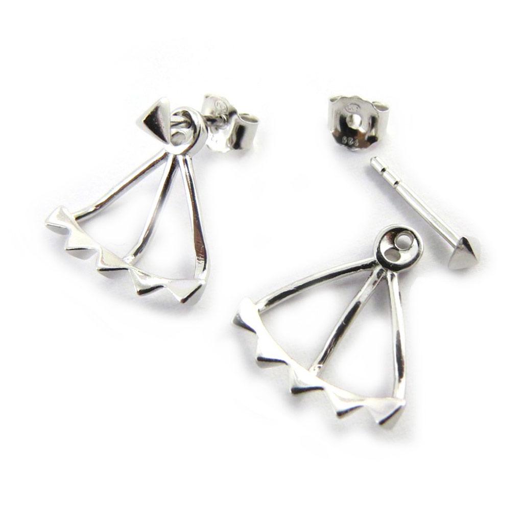 Les Trésors De Lily [M7340] - Silver Lobe Outline Earrings 'Triangles' Silver (rhodium-plated) - 15x13 Mm