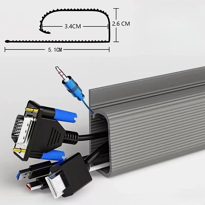 1pc 40cm/15.74in Self-Adhesive Cord Cable Organizer table wire trough Cord Cover Channel Cabled Raceway