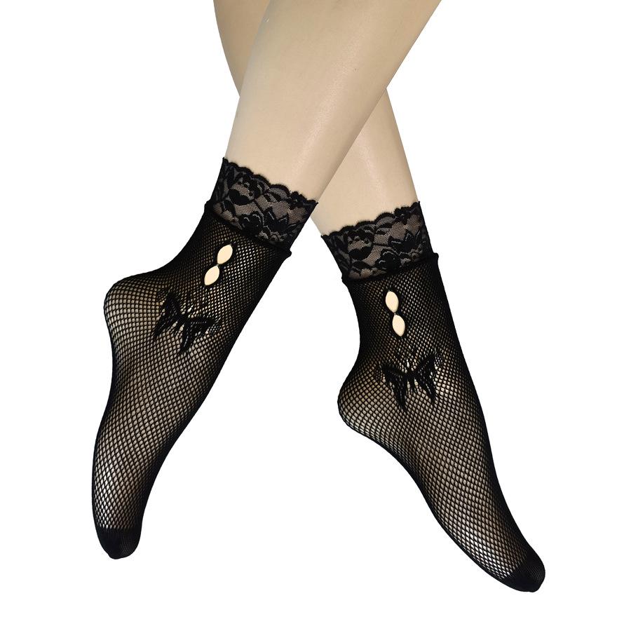 Летние кружевные носки-сетка до щиколотки Black Pearl - Дышащие, невидимые чулки больших размеров