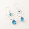 Natural Swiss Blue Topaz Gemstone 925 Sterling Silver Jewelry Hook Earrings 2.0" EE-140-18