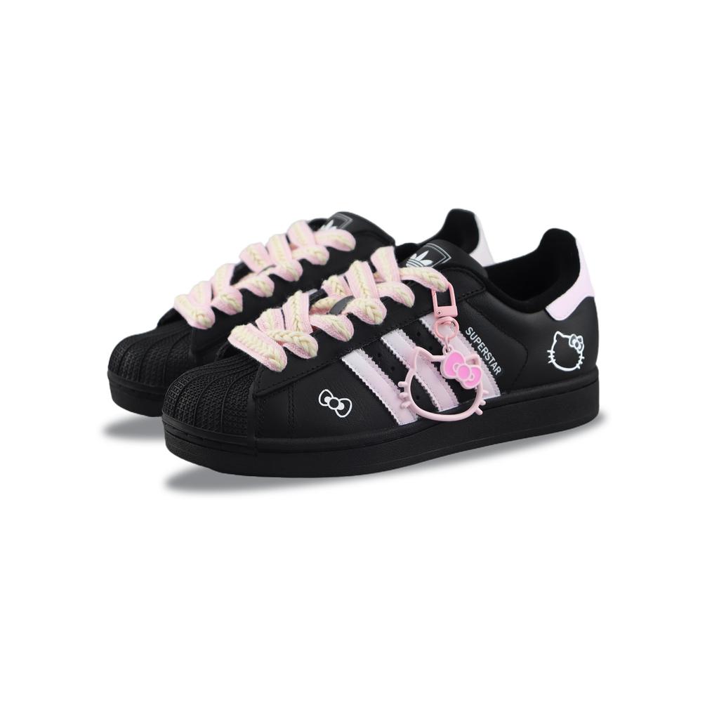 adidas Originals Superstar 2 Устойчивые к истиранию Низкие Скейтбордические Кроссовки Унисекс Черный Розовый JI0079(Команда840-)