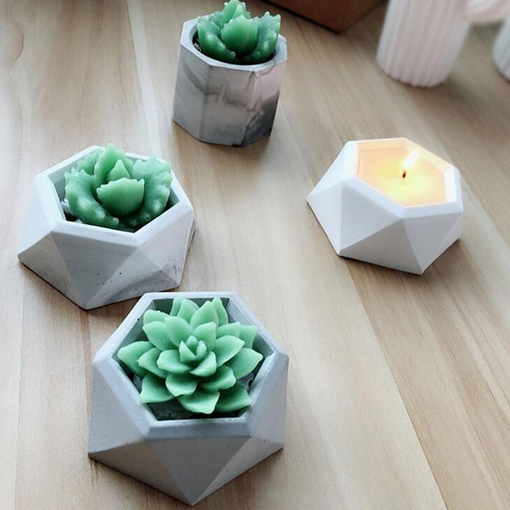 3D Handmade Creative Succulent Plant Flower Pot Silicone Mold Gypsum Cement Mini Flower Bonsai DIY Ashtray Candle Holds Molds