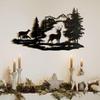 Wall Art Cabin Decor Metal Deer Rustic Wall Decor Hanging for Bathroom Living Room Bedroom Indoor Outdoor 40x28CM
