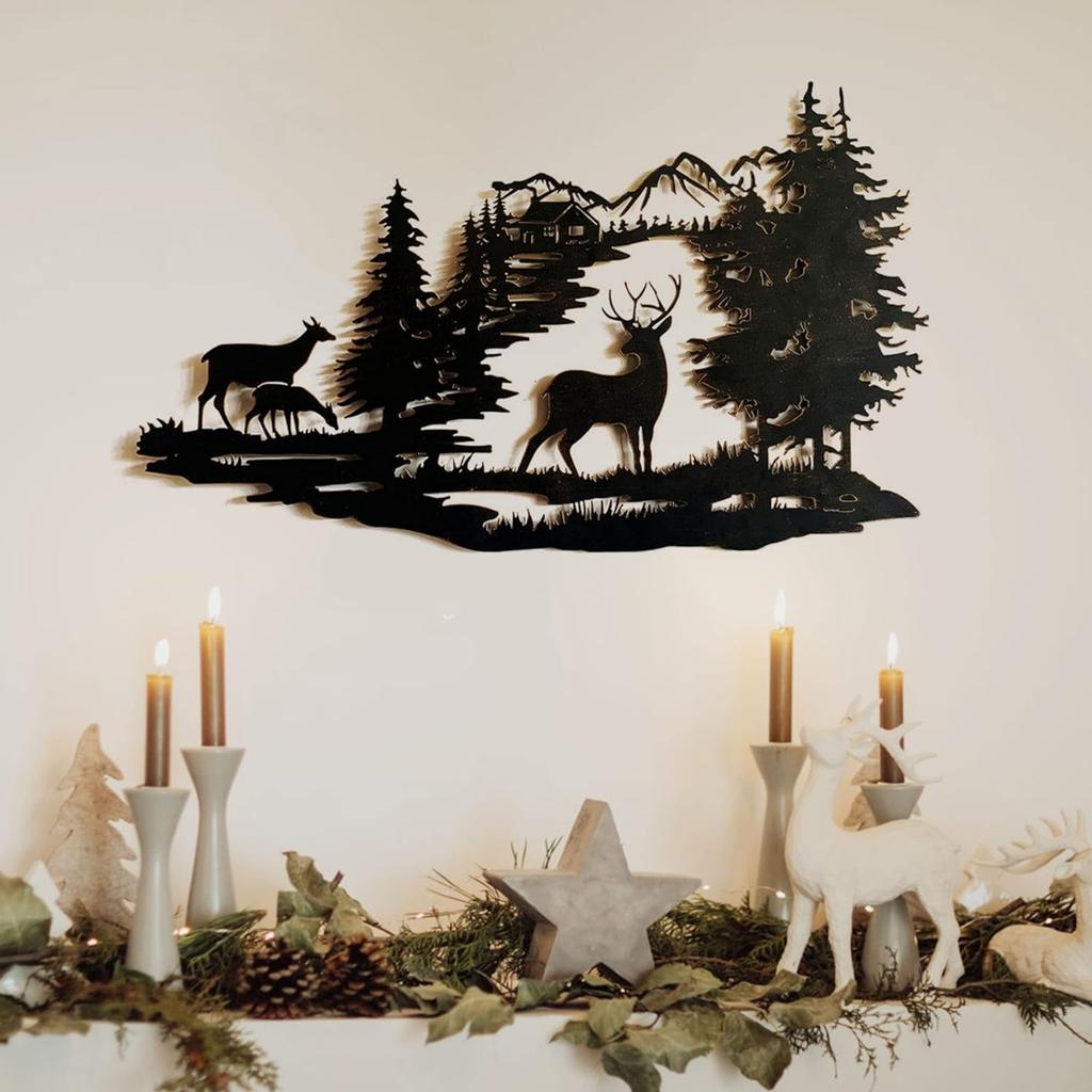 Декор для каюты, металлический олень, настенное искусство, деревенский настенный декор, подвесной для ванной комнаты, гостиной, спальни, для дома и улицы 40x28 см
