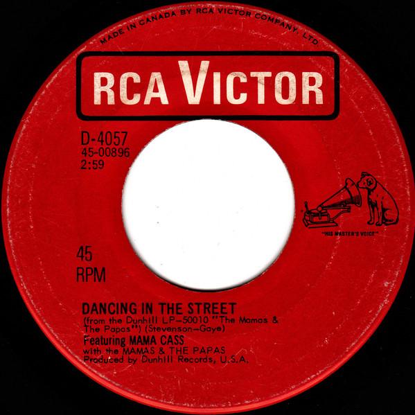 7-дюймовая пластинка MAMAS PAPAS CASS ELLIOT Dancing In The Street D4057 RCA Victor 1966 Канада Рок Б/у