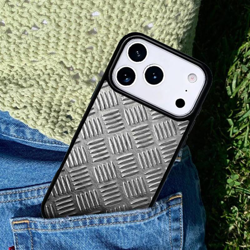 Чехол для телефона с металлическим узором под сталь и железо для iPhone 17 AIR 16 Pro Max 15 14 Pro 11 12 13 Ударопрочный силиконовый чехол