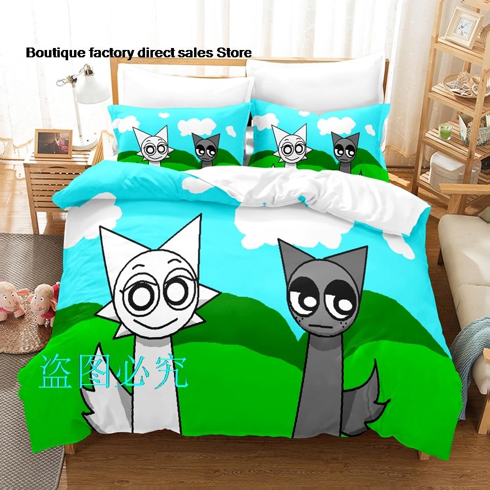 Комплект постельного белья Sprunki Односпальный Полуторный Двуспальный Евро Размер Кинг-Сайз Комплект для кровати Взрослый Детская Спальня Комплекты с пододеяльникомsprunki Аниме Parure De Lit Кровать 6