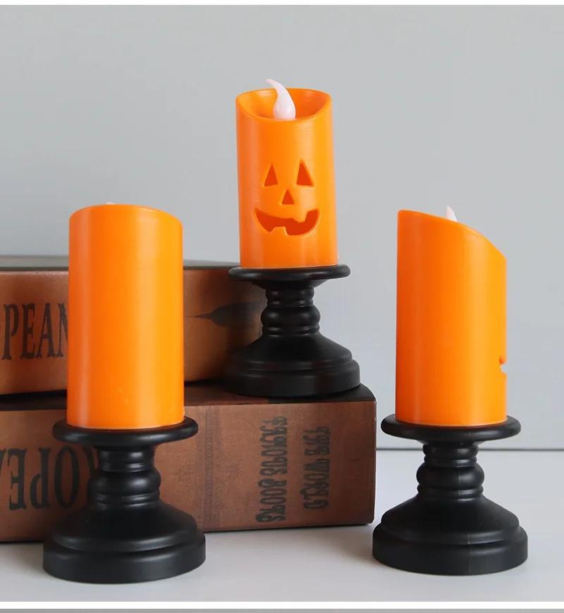 1PC Halloween Lights LED Candle Pumpkin Candlestick Lamp Desktop Ornaments Halloween Party Decoration Horror Props