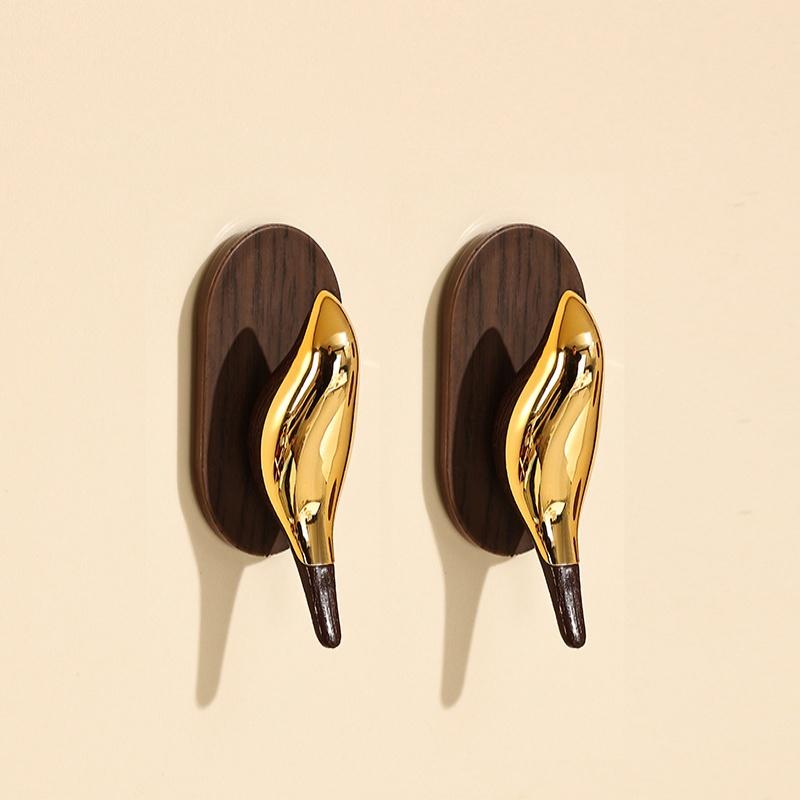 Bird Shape Self Adhesive Wall Hook Wood Grain Base No Drill Key Holder for Key Towel Umbrella Coat Hat Bag Home Decoration