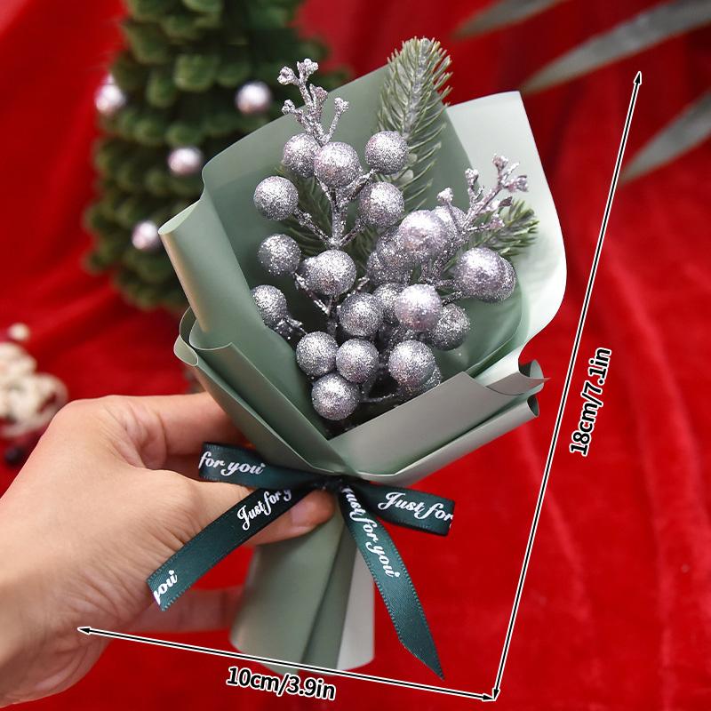 Valentine'S Day Mini Bouquet Artificial Rose Flowers Handmade Crochet Flower Bouquet Christmas Wedding Party Gifts Home Decor